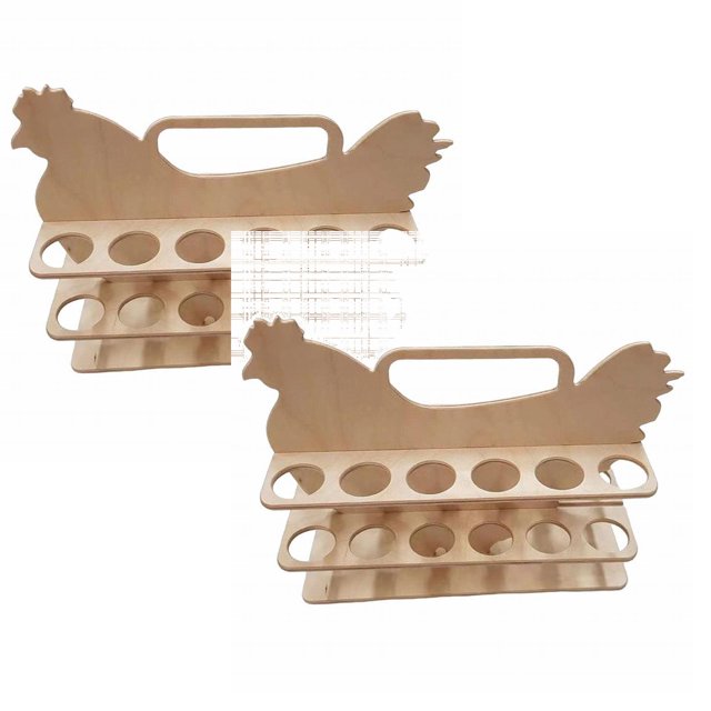 Oleegame 2PC Produce Storage creative hen shaped egg storage rack Farm the coop egg storage rack wooden egg rack kitchen storage organizing rack Beige