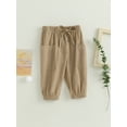 thumbnail image 3 of Faithtur Toddler Boys Casual Sports Pants Solid Color Drawstring Button Cargo Pants with Pockets, 3 of 8