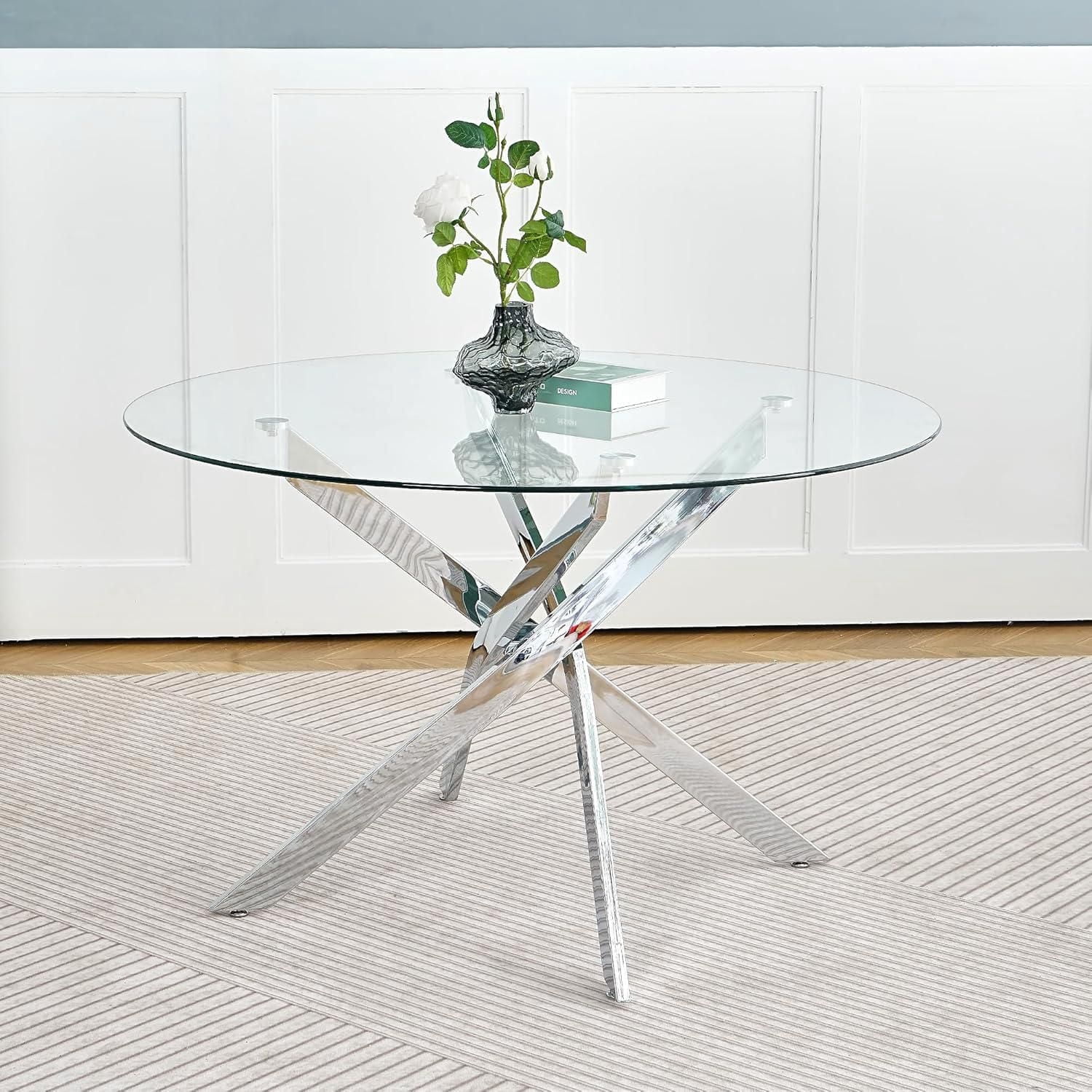 Table à manger en verre trempé de la collection Heavenly Star 48"