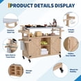 thumbnail image 1 of Sturdy Wood Outdoor Grill Cart with Storage Cabinet - Stainless Steel Top - Spice & Towel Rack - Lockable Wheels - Rolling BBQ Prep Table for Patio, Backyard, and Outdoor Cooking Station, Wood Color, 1 of 7
