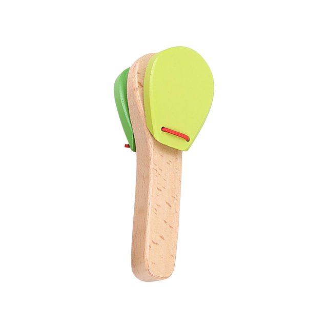 Green Childrens Rattle Board Clapper Handle Wood Musical Instrument For Rhythm Development Kids Percussion Toy Natural Wood Sound Quality Green