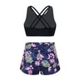 thumbnail image 2 of Oyolan Kids Girls Two Pieces Athletic Swimsuit Gym Sports Workout Tank Top with Booty Shorts Set Navy Blue 8, 2 of 7