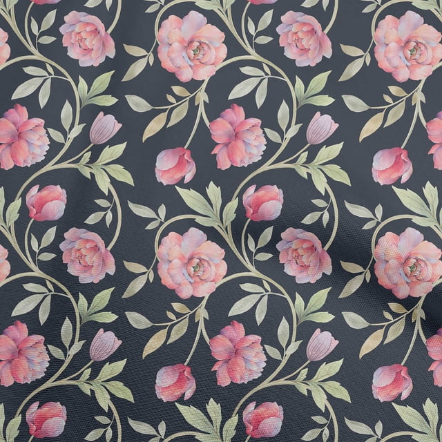 oneOone Polyester Spandex Blue Fabric Floral Sewing Craft Projects Fabric Prints By Yard 56 Inch Wide