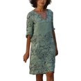 thumbnail image 4 of Kcodviy Robe Femme Grande Taille Moyenne Robe Femme Veste Longueur Imprimée à Manches Longues Robes Mini Femme Grande Taille Robe à Col en V, 4 of 5