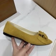 thumbnail image 4 of Xfvqtps Womens Pointed Toe Bow Flats Colorful Quilted Insole Comfortable Casual Flat Shoes for Work Leisure Yellow, 4 of 5