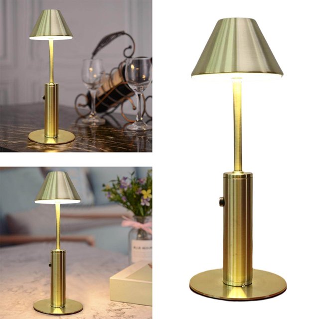 Dimmable Table Lamp Bar Decor battery operated desk Lamp Coffee light Battery Desk Touch Switch Night Bedside Umbrella Gold