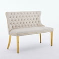 thumbnail image 3 of Velvet Double Dining Loveseat Bench, Kitchen & Dining Seating, 2-Seat Tufted Bench w/Handmade Buttons, Wing Back, Gold-Plated Steel Legs, Mid Century Modern,Single Pack,Beige,CA1602BG, 3 of 9