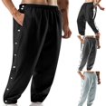 thumbnail image 1 of Men Jogger Pants Sides Buttons Workout Trousers Casual Sweatpants, 1 of 7