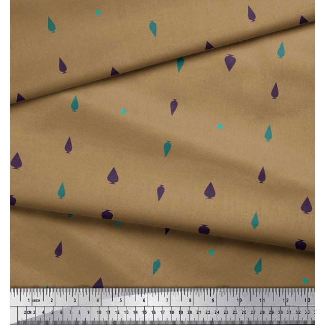 Soimoi Brown Poly Georgette Fabric Butidar Jamdani Fabric Prints By Yard 52 Inch Wide