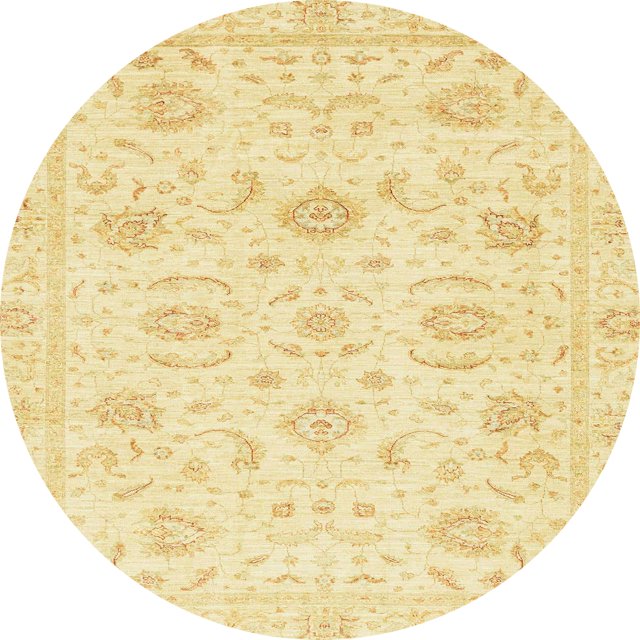 Ahgly Company Indoor Round Abstract Sun Yellow Oriental Area Rugs, 6' Round