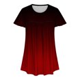 thumbnail image 5 of Besolor Hauts d'Été pour Femmes Tendance Dégradé Plissé Manches Courtes Chemises Décontractées Grande Taille Col Rond Blouse Habillée, 5 of 5