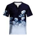 thumbnail image 5 of CEHVOM Femmes Mode Décontractée Chemises Imprimées Manches Courtes T-Shirt Ample Hauts Blouse à Col en V Liquidation, 5 of 5