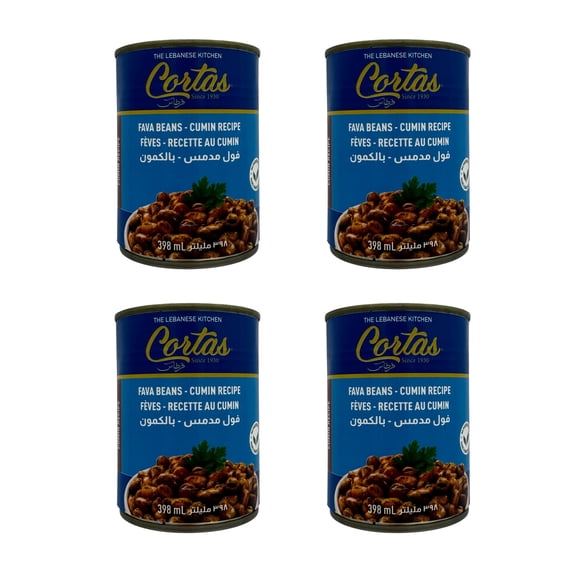 Cortas Fava Beans with Cumin Ready-to-Eat Tin, 400 g, Pack of 4