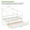 thumbnail image 3 of Gymax Lit Cabane Simple avec Tiroir-Lit avec Toit et Rampes de Clôture Cadre de Lit Plateforme en Bois Blanc, 3 of 9