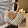 thumbnail image 1 of Chmadoxn Storage Trunks,Closet Organizers and Storage, Rope Woven Handbag Large Capacity Tote Bag Daily Versatile Shoulder Bag Splicing Color Casual Woven Bag Beach Bag Desktop storage, 1 of 6