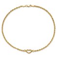 thumbnail image 4 of 14k Yellow Gold Heart Rope Anklet Ankle Bracelet Love, 4 of 10