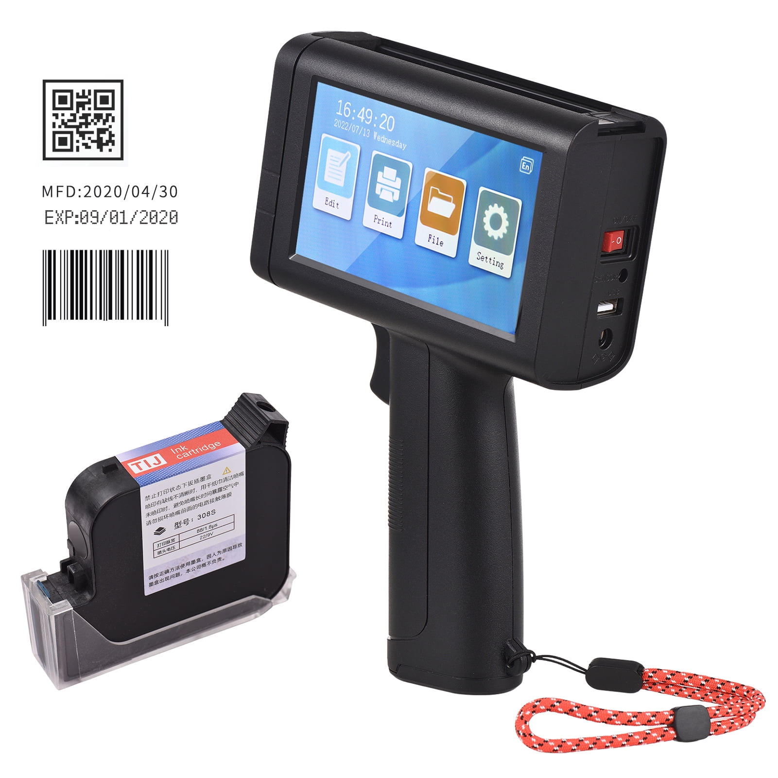 Inkjet Printer,Inch Led Ink Definition Code Printer Code Printer With Led Ink Label/production With 4.3 Inch 4.3 Inch Led 600dpi Definition Code Handheld Printer Portable Printer 600dpi