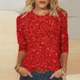 thumbnail image 1 of SDNall Mode pour Femmes 3/4 Manches Col Rond Imprimé Tops Ample Blouse, 1 of 9