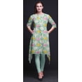 thumbnail image 4 of Bimba Kurti Asymétrique à Imprimé Floral Feuilles Vertes et Nénuphar pour Femmes Robe d'Été Indienne Tunique Grande, 4 of 6