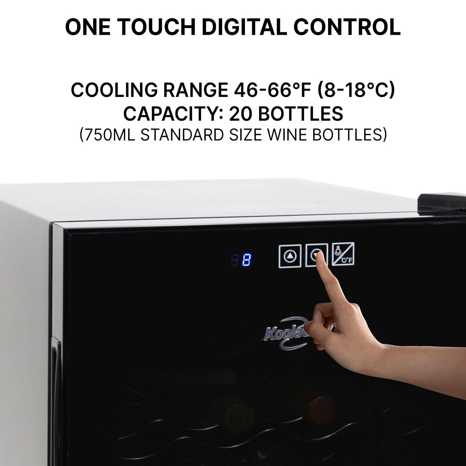 Koolatron 20 Bottle Thermoelectric Wine Cooler, Freestanding Wine Fridge with Digital Controls