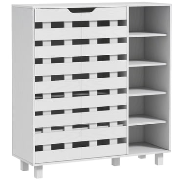 HOMCOM Armoire de Rangement pour Chaussures avec Armoire à 5 Niveaux et 5 Étagères Ouvertes