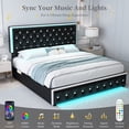 thumbnail image 2 of SIBEDS Queen LED Bed Frame with 2 Storage Drawers, PU Leather Diamond Tufted Headboard, RGB Lights, Noise Free, Black, 2 of 8