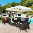 thumbnail image 1 of Costway 8PCS Rattan Patio Furniture Set Cushioned Sofa Chair Coffee Table Black, 1 of 9