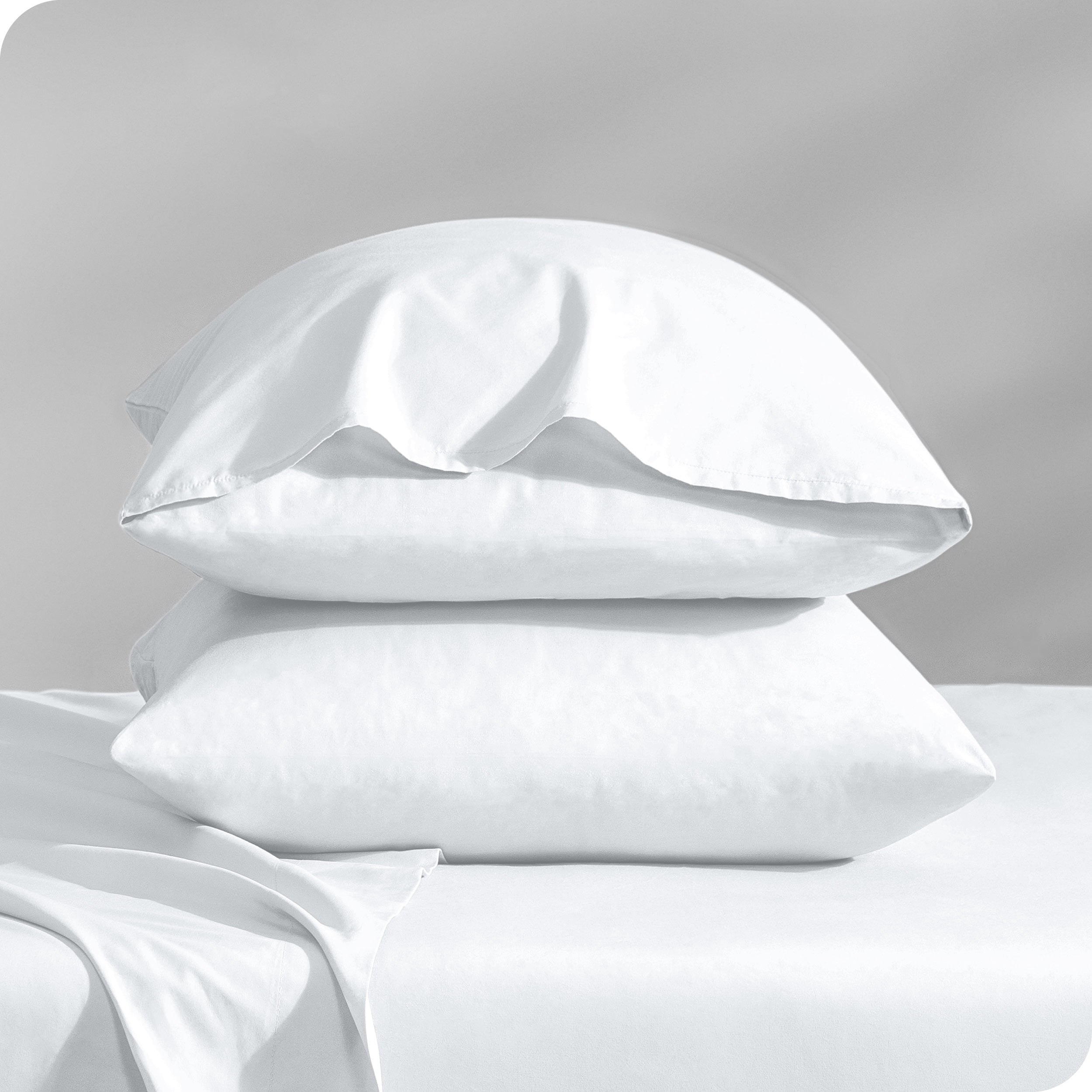 Bare Home Percale Weave Pillowcase Set - 300 Thread Count - 100% Organic Cotton - Standard, White