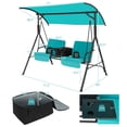 thumbnail image 2 of Gymax 2-Person Canopy Porch Swing Padded Chair Cooler Bag Rotatable Tray Turquoise, 2 of 10
