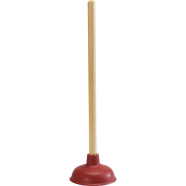 Master Plumber Red Rubber Toilet Plunger, 5-in Red Rubber Cup, 18-in Wood Handle, Clean Clogged Toilets