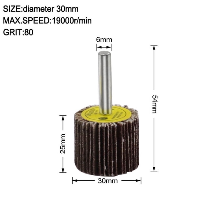 16-80Mm 6Mm Tige 80 Grain Ponçage Roue Disque Meulage Abrasif Polissage