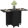 thumbnail image 1 of HOMCOM Table à Manger Pliable, Table de Cuisine Roulante avec Tiroirs, Armoire, 1 of 10