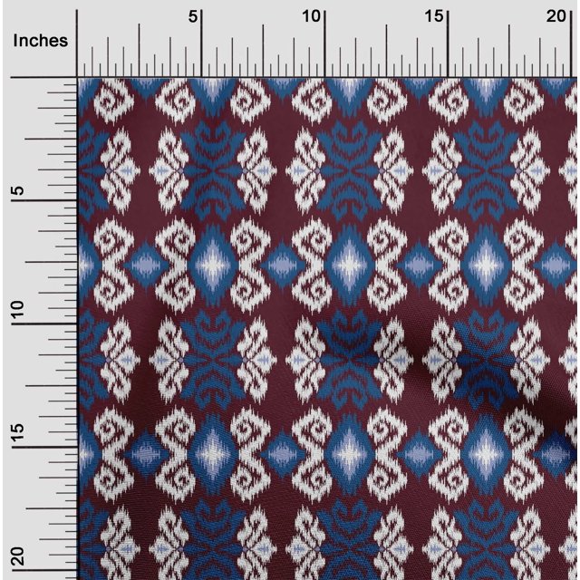 oneOone Polyester Lycra Fabric Diamond & Swirl Ikat Decor Fabric Printed BTY 56 Inch Wide