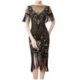 thumbnail image 2 of Robe d'Été pour Femmes 2024 Mode Grande Taille Robe Vintage 1920 à Paillettes, Robe à Franges Cloutées, Robe de Banquet Haut de Gamme à Col Rond, Robe à Manches Courtes à Col Rond Liquidation à 50 % de Rabais!, 2 of 3