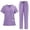 Light Purple1, variant on Ktyne Scrubs for Women Set M Stretchy Nursing Uniform Short Sleeve V Neck Scrub & Jogger Pants Solid Color Medical Scrub Sets with Multi Pocket Dark Blue M