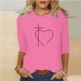 thumbnail image 2 of Blouses pour Femmes,T-Shirt Imprimé pour Femmes Mi-Long Manches 3/4 Blouse Col Rond Décontracté,Blouses pour Femmes T-Shirts pour Femmes, 2 of 3