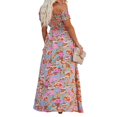 thumbnail image 4 of Femmes Boho Beach Dress Off Shoulder Wrap Dress Manches Courtes Imprimé Floral Ample Coupe Longue Robe Fendue, 4 of 6