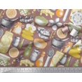 thumbnail image 3 of Soimoi Tissu Poly Georgette Gingembre, Pot & Mortier et Pilon Imprimé Cuisine au Mètre 52 Pouces de Large, 3 of 3