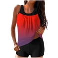 thumbnail image 1 of FAVIPT Women Tummy Control Two Piece Bathing Suit Printed Modest Athletic Swimsuits Tank Top with Shorts 2026 Red,XL, 1 of 5