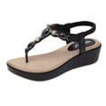thumbnail image 2 of RKSTN Sandals for Women Ladies Sandals Rhinestone Buckle Style Wedge Heel Large Size Flip Flop Sandals Soft Comfortable Sandals, 2 of 5