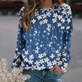 thumbnail image 2 of RKSTN Chandails à Manches Longues pour Femmes Mode à Imprimé Floral Décontracté Hauts à Manches Longues à Col Rond Coupe Ample Chandail Blouse, 2 of 4