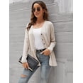 thumbnail image 2 of U.Vomade Women's Long Sleeved Buttoned Classic Hem Pleated Slit Cardigan, 2 of 8