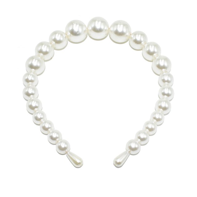 Exquise Bandeau Perle Réglable Résistant à l'Usure Universel Chic Accessoires de Coiffure Cadeaux de Jour Valentines Diadème pour les Femmes 22mm, 3 Grosses Perles