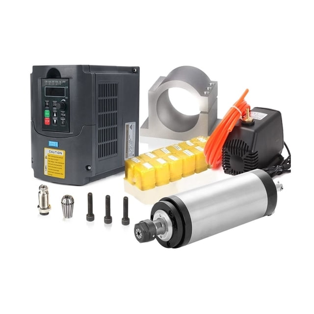 1.5kw/2.2kw Water Cooled Spindle CNC Spindle Motor+2.2KW VFD+ 80mm Clamp + Water Pump +13pcs ER20 Collet For CNC Router ,Widely Used