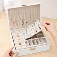 thumbnail image 1 of LSLJS Jewelry Organizer Box Leather Large Jewelry Boxes Earrings Holder Organizer Storage Case Double Layer Display with Removable Tray Elegant Jewelry Box, 1 of 5