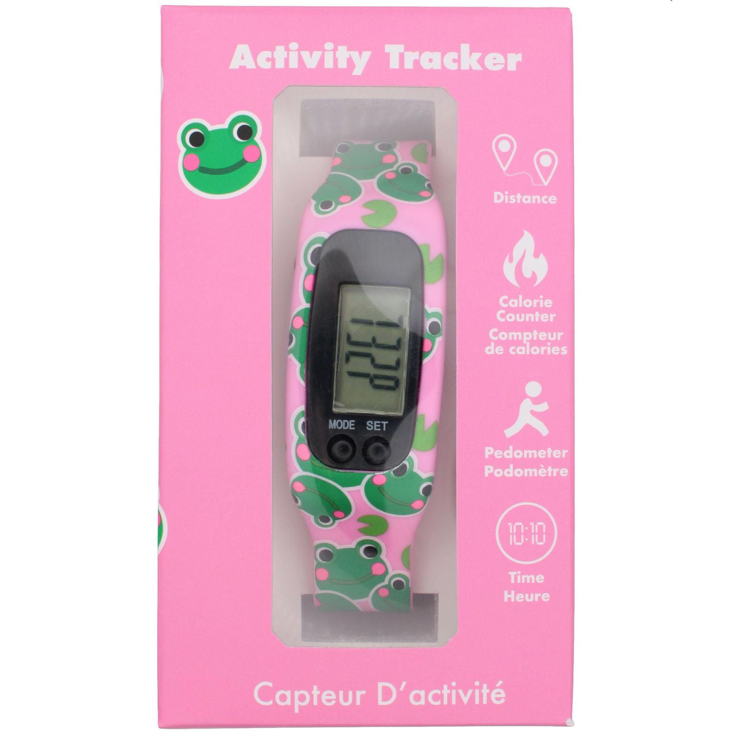 Montre Podomètre Numérique pour Enfants – Motif Grenouille Rose & Vert