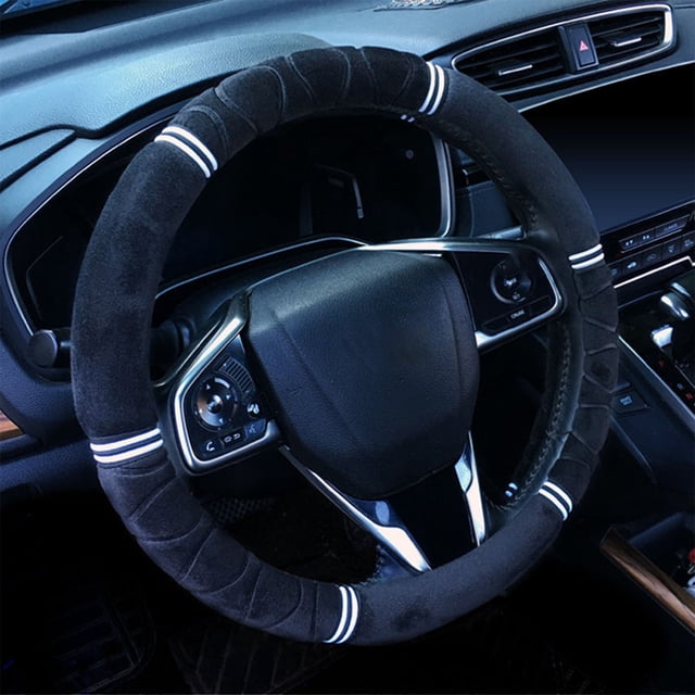 ZZkhGO Lint Steering Wheel Cover, Short Pile Winter Handlebar Cover, Warm Non Slip Protective Cover with Soft Material for Cold Weather Driving Vehicle Interior