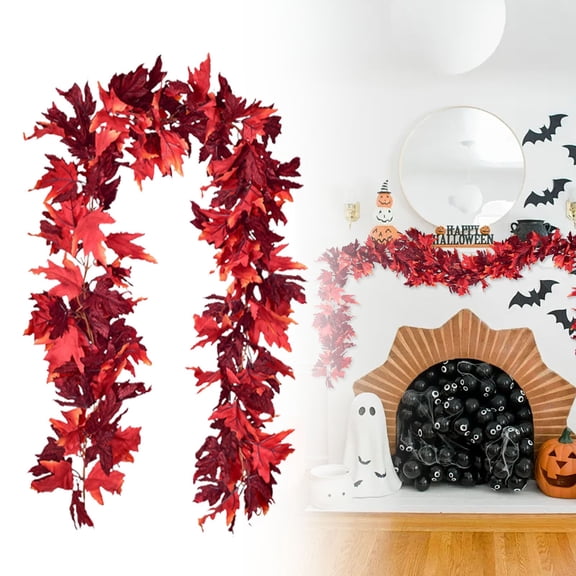 HUASHENG Guirlande d'Automne Feuilles d'Érable Guirlandes 70 Po Guirlande d'Automne pour Décorations de Foyer d'Halloween Mariage d'Automne Déco Extérieure