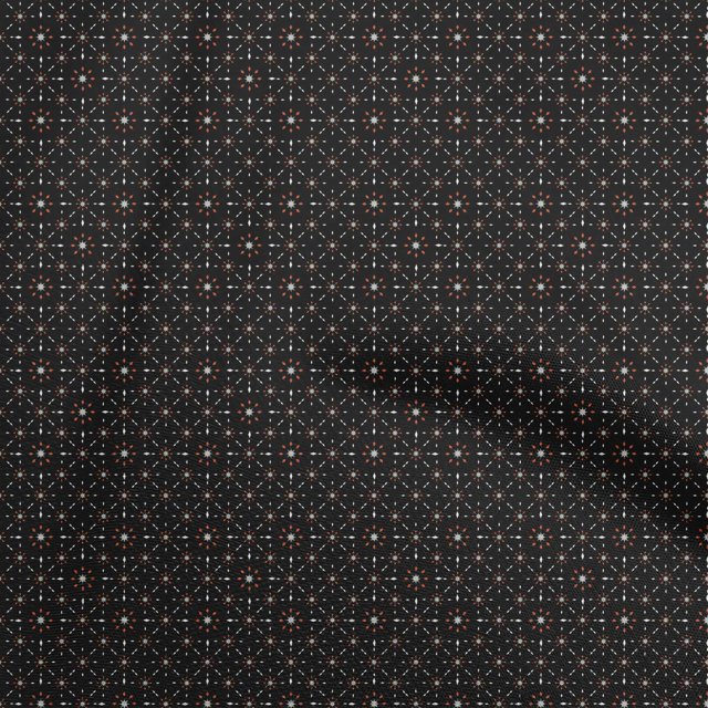 oneOone Viscose Jersey Black Fabric Asian Block Floral Craft Projects Decor Fabric Printed By The Yard 60 Inch Wide