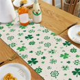 thumbnail image 3 of Lucky Clover Shamrocks Table Runner, St. Patricks Day Holiday Table Runners for Dining Table Decor, Kitchen Decor Burlap Table Runners 48 Inches Long St Patricks Day Decorations Dresser Scarf13x48in, 3 of 6